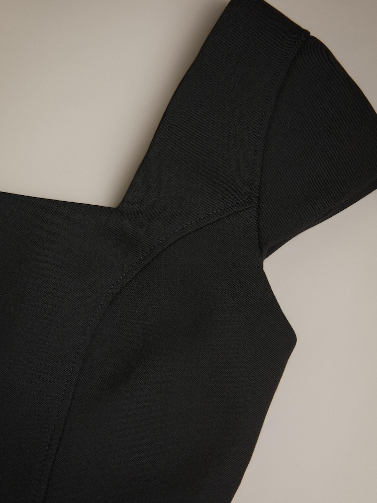 Ted Baker Fleuurr Square Neck Midi Black Dress With Detachable Belt - Image 5 of 6