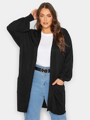 Yours Curve Black Balloon Sleeve Fine Knit Cardigan - Image 1 of 4