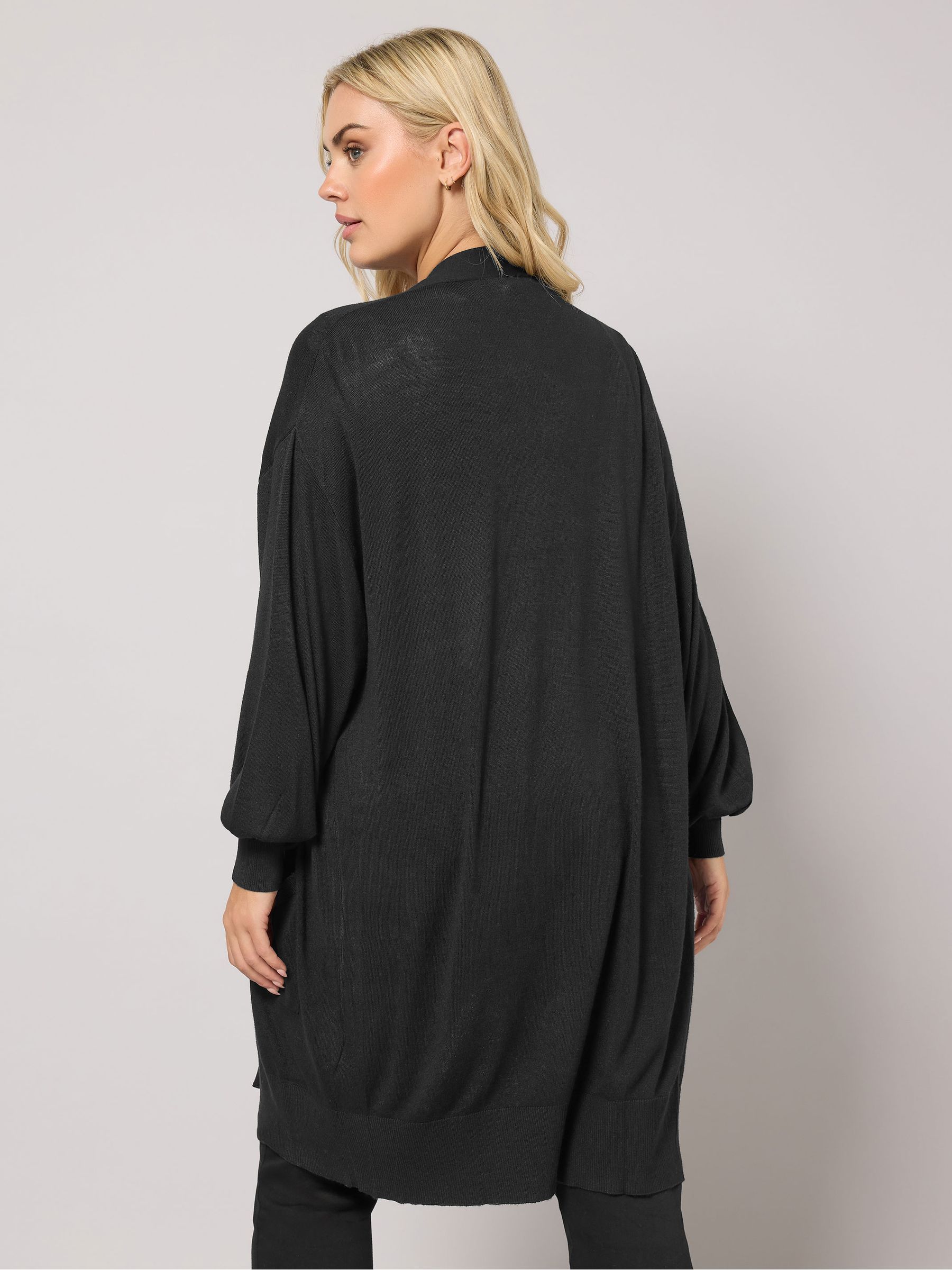 Buy Yours Curve Black Balloon Sleeve Fine Knit Cardigan from the