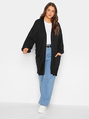 Yours Curve Black Balloon Sleeve Fine Knit Cardigan - Image 3 of 4