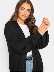 Yours Curve Black Balloon Sleeve Fine Knit Cardigan - Image 4 of 4