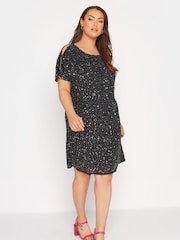 Yours Curve Black London Sequin Cape Dress - Image 4 of 5