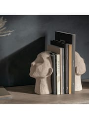 Gallery Home Cream Characterful Sculpted Head Bookends - Image 1 of 7