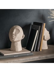 Gallery Home Cream Characterful Sculpted Head Bookends - Image 2 of 7
