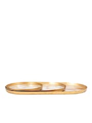 Gallery Home Brass Set of 3 Hanford Round Marbled Trays - Image 1 of 4