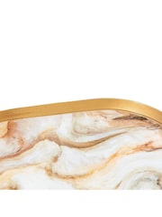 Gallery Home Brass Set of 3 Hanford Round Marbled Trays - Image 4 of 4