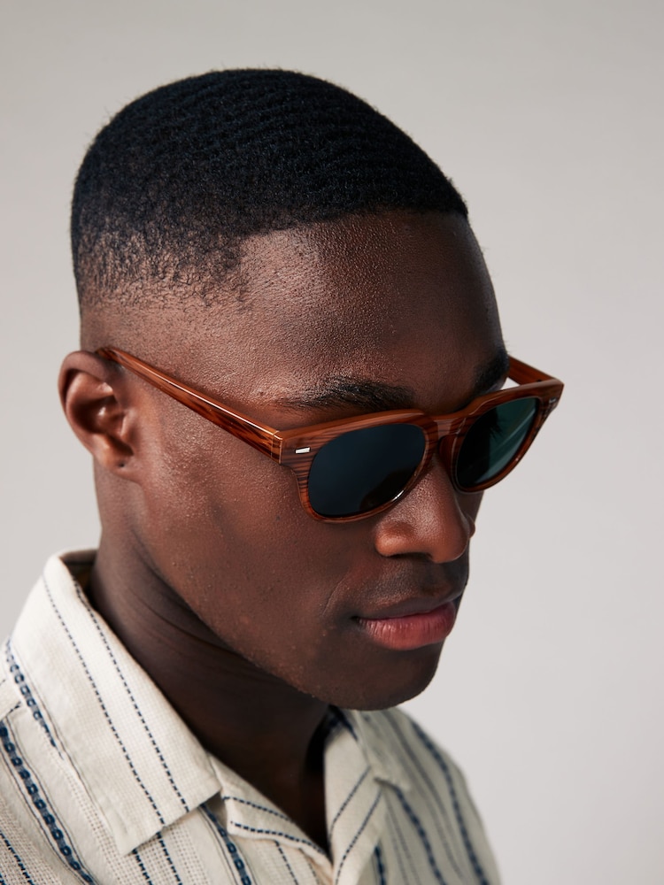 Brown Round Polarised Sunglasses - Image 1 of 5