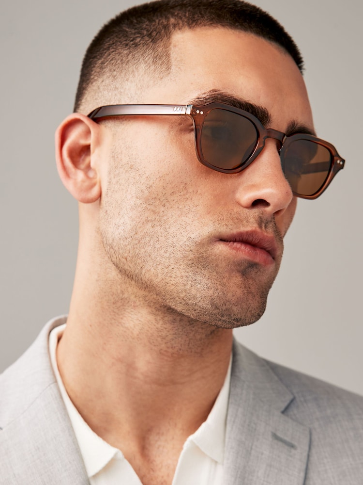 Brown Round Polarised Sunglasses - Image 1 of 3