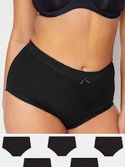 Yours Curve Black 100% Cotton High Wasited Full Briefs 5 Pack - Image 1 of 4