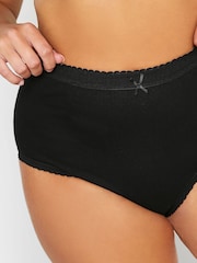 Yours Curve Black 100% Cotton High Wasited Full Briefs 5 Pack - Image 3 of 4
