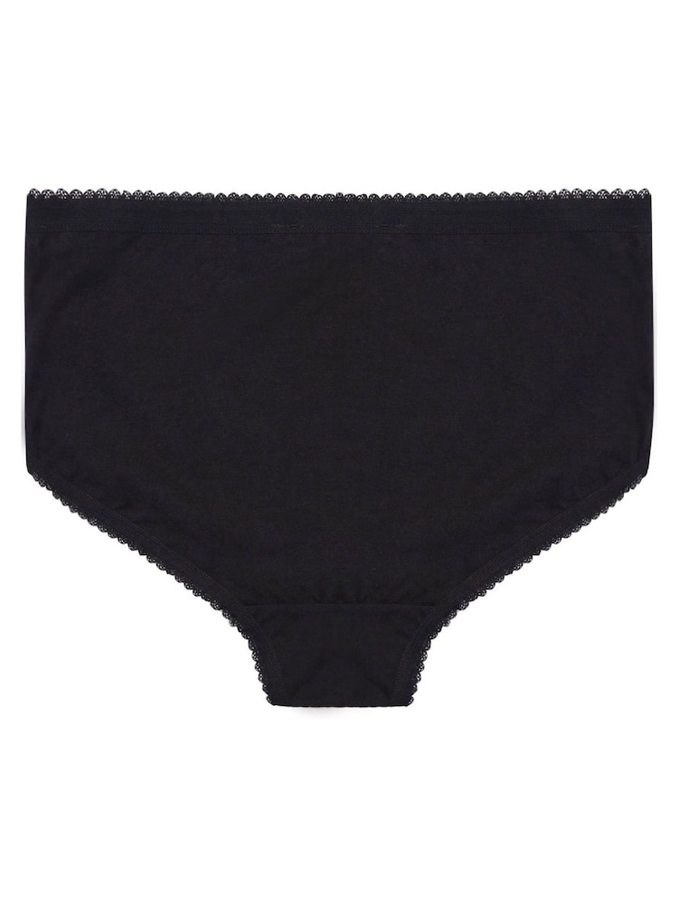 Yours Curve Black 100% Cotton High Wasited Full Briefs 5 Pack - Image 4 of 4