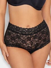 Yours Curve Black Lace Mid Rise 100% Cotton Shorts 3 Pack - Image 2 of 3