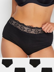 Yours Curve Lace Trim High Waisted Full 100% Cotton Briefs 4 Pack - Bild 1 von 3