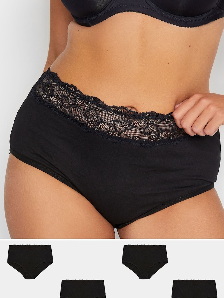 Yours Curve Lace Trim High Waisted Full 100% Cotton Briefs 4 Pack - Bild 1 von 3