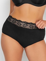 Yours Curve Lace Trim High Waisted Full 100% Cotton Briefs 4 Pack - Bild 2 von 3