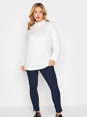 Yours Curve Blue Stretch Bengaline Slim Leg Trousers - Image 2 of 4