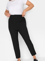 Yours Curve Black Elasticated Tapered Stretch Trousers - Image 1 of 7