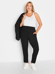 Yours Curve Black Double Pleat Stretch Jersey Joggers - Image 3 of 4
