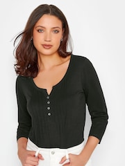Schwarz - Long Tall Sally Henley-Oberteil aus 100 % Baumwolle - Bild 1 von 7
