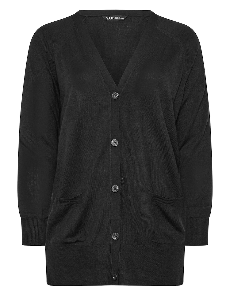 Yours Curve Black Boyfriend Button Through Cardigan - Image 5 of 5