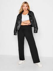 Yours Curve Black Wide Leg Pull On Stretch Jersey Yoga Joggers - Image 3 of 3