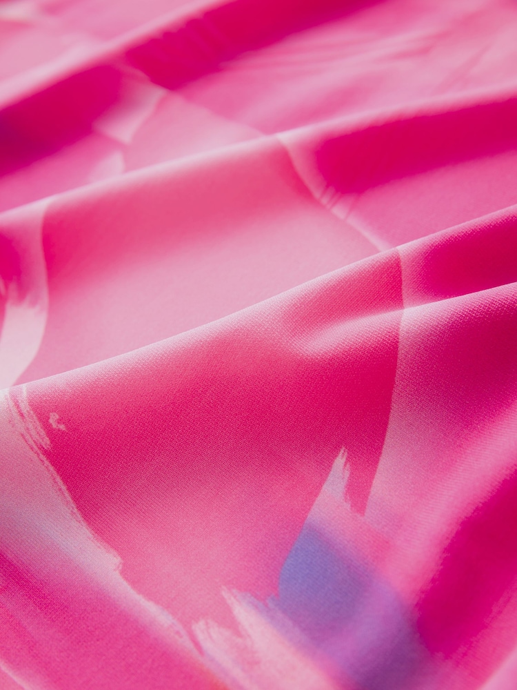Pink Floral Co-ord Half Sleeve Ruched Front Kaftan Dress - Image 4 of 4