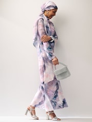 Purple Smudge Print Long Sleeve Column Maxi Dress - Image 2 of 6