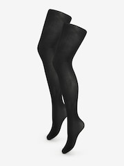 Pretty Polly 2 Pack Black 120 Denier Opaques 3D Shine Tights - Image 1 of 8