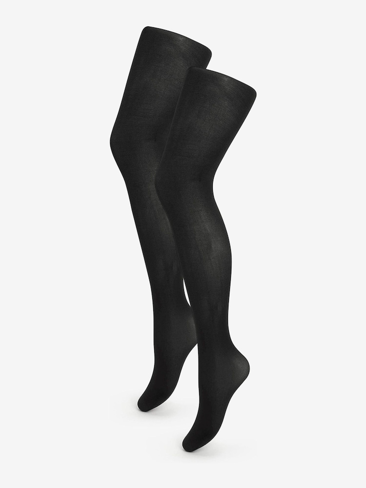 Pretty Polly 2 Pack Black 120 Denier Opaques 3D Shine Tights - Image 1 of 8
