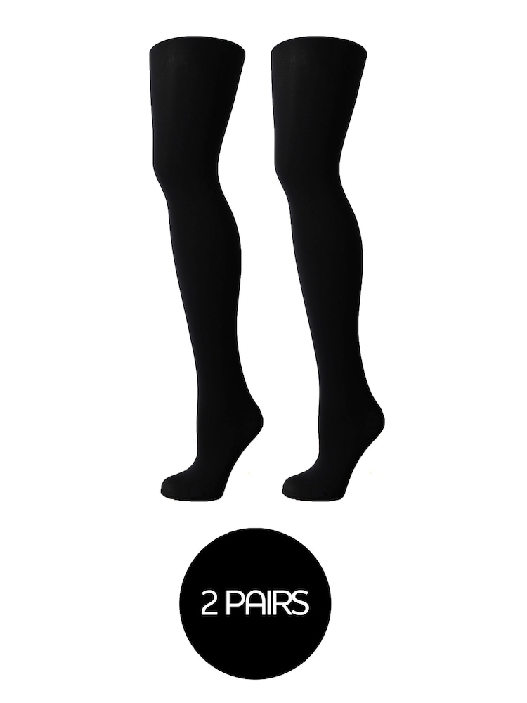 Pretty Polly 2 Pack Black 120 Denier Opaques 3D Shine Tights - Image 2 of 8