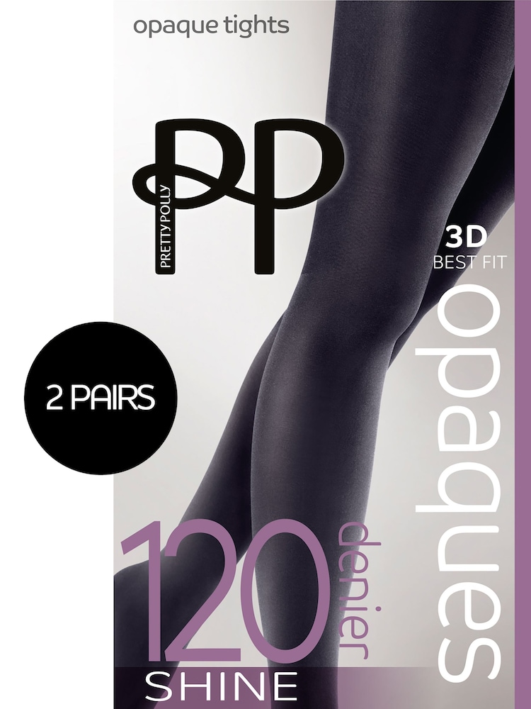 Pretty Polly Opaques 3D Shine Black Tights 120 Denier 2 Pack - Image 6 of 6 Pretty Polly Opaques 3D Shine Black Tights 120 Denier 2 Pack - Image 6 of 6