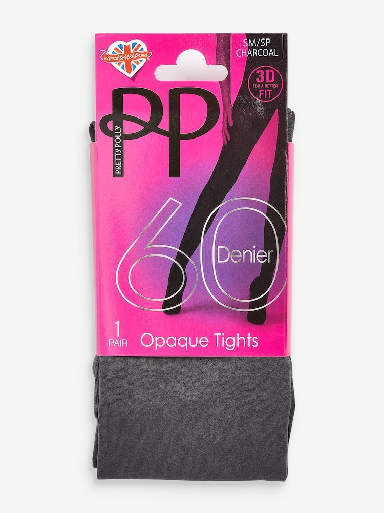 Pretty Polly 60 Denier Opaques 3D Grey Tights - Image 5 of 5 Pretty Polly 60 Denier Opaques 3D Grey Tights - Image 5 of 5