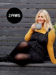 Pretty Polly 2 Pack 60 Denier Curves Plush Opaque Tights - Image 3 of 6