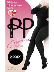 Pretty Polly 2 Pack 60 Denier Curves Plush Opaque Tights - Image 5 of 6