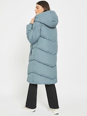 NOISY MAY Blue Padded High Neck Hooded Quilted Coat - Image 2 of 5