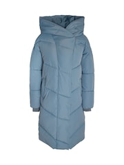 NOISY MAY Blue Padded High Neck Hooded Quilted Coat - Image 5 of 5