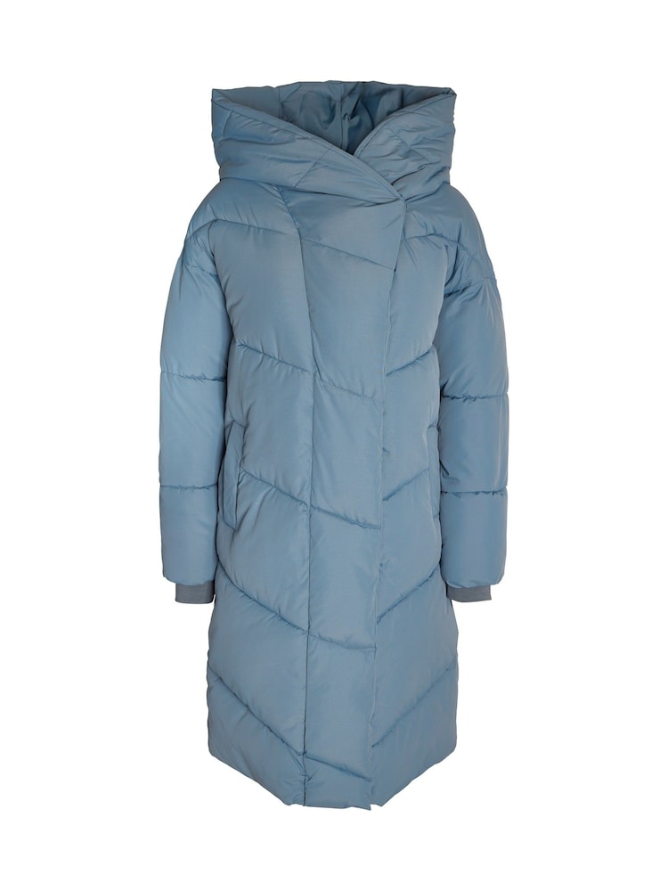 NOISY MAY Blue Padded High Neck Hooded Quilted Coat - Image 5 of 5