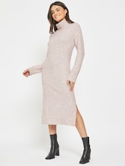 NOISY MAY Cream Roll Neck Kniited Midi Jumper Dress - Image 1 of 5