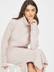 NOISY MAY Cream Roll Neck Kniited Midi Jumper Dress - Image 3 of 5