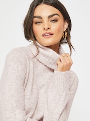 NOISY MAY Cream Roll Neck Kniited Midi Jumper Dress - Image 4 of 5