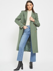 NOISY MAY Green Double Breasted Tailored Trench Coat - Image 3 of 4