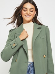 NOISY MAY Green Double Breasted Tailored Trench Coat - Image 4 of 4