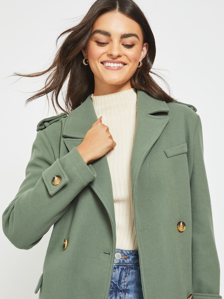 NOISY MAY Green Double Breasted Tailored Trench Coat - Image 4 of 4