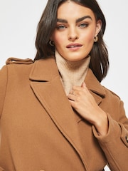 NOISY MAY Brown Double Breasted Tailored Trench Coat - Image 3 of 4