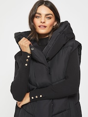 NOISY MAY Black Longline Padded Quilted Hooded Gilet - Image 4 of 5