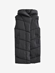 NOISY MAY Black Longline Padded Quilted Hooded Gilet - Image 5 of 5