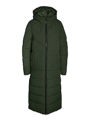 NOISY MAY Green Maxi Length Padded Quilted Hooded Coat - Image 6 of 6