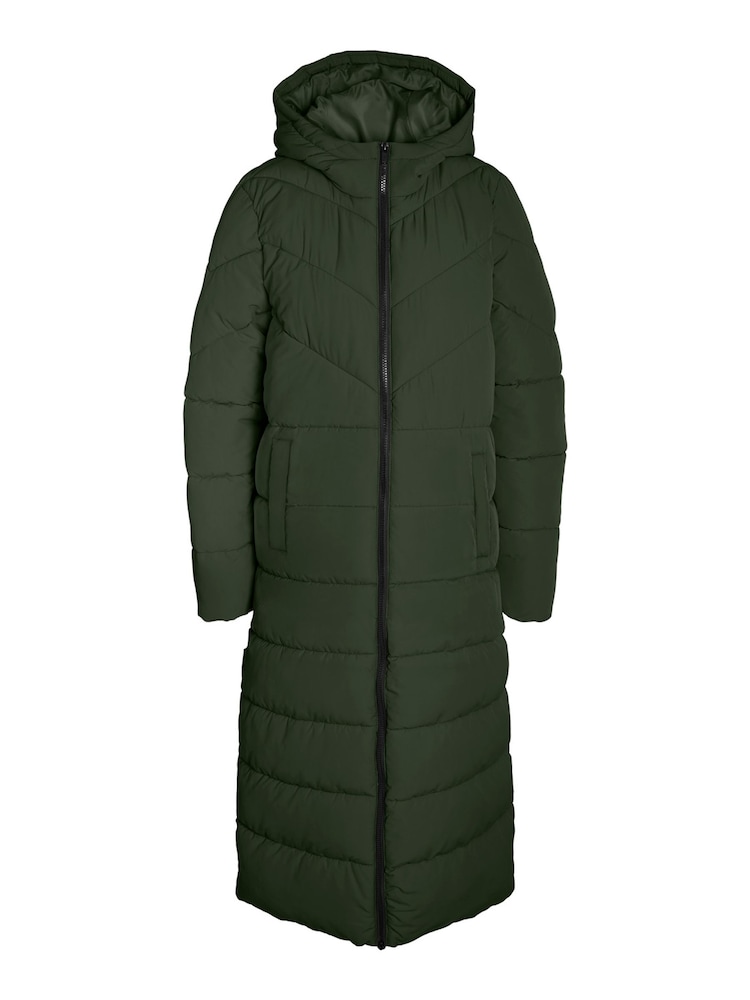 NOISY MAY Green Maxi Length Padded Quilted Hooded Coat - Image 6 of 6