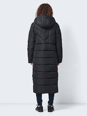 NOISY MAY Black Maxi Length Padded Quilted Hooded Coat - Image 2 of 6