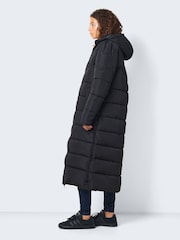 NOISY MAY Black Maxi Length Padded Quilted Hooded Coat - Image 4 of 6